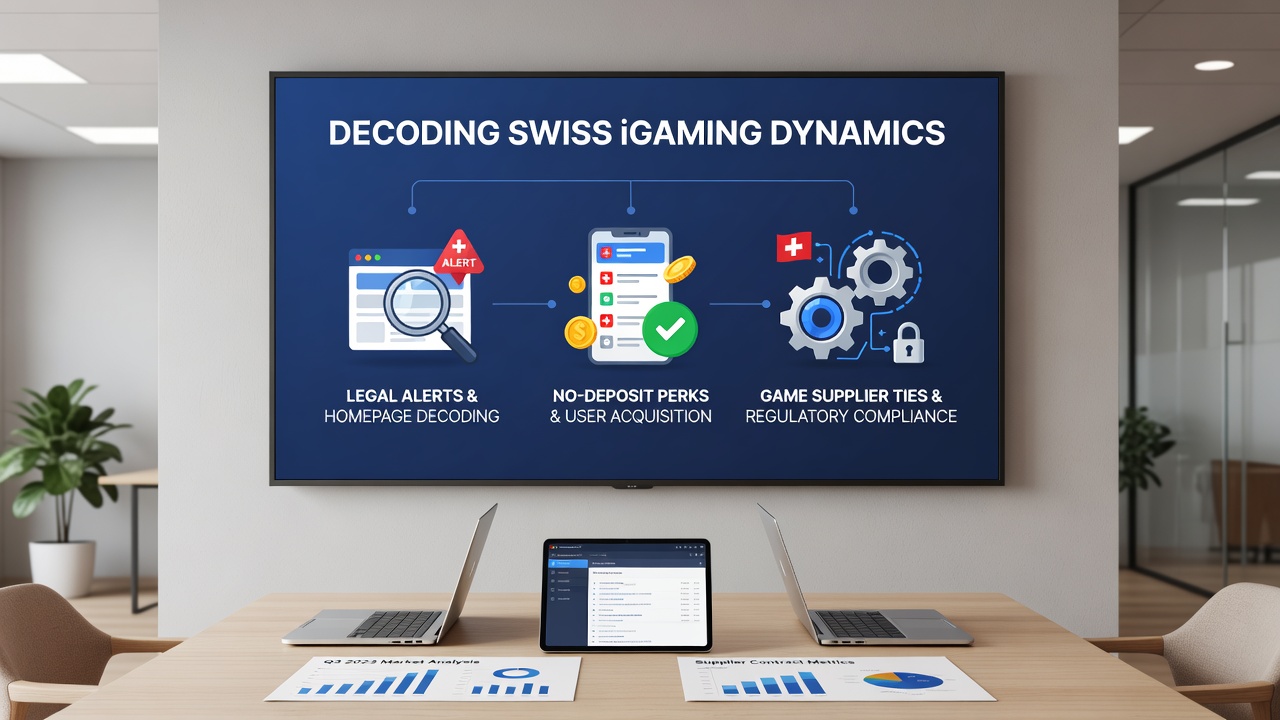 Regulatory compliance dashboard showing game supplier data and Swiss casino alert templates